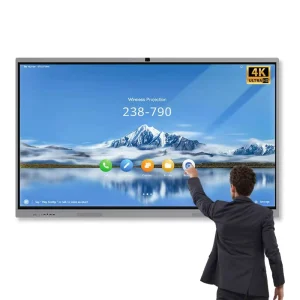 OEM 65 Inch Portable Can Move 20-Point Touch 4K 120Hz Interactive Flat Panel Smart Board Android/Windows Metal Frame Office