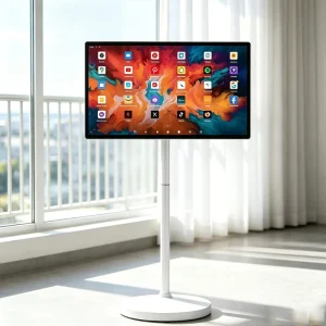 OEM Custom HD Mobile Touch Screen TV Height Adjustable Floor Stand Silent Swivel Casters Private Label Movable Bestie Machine