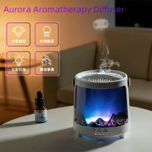 OEM Custom Logo Gift Scent Diffuser 300ml Ultrasonic Humidifier Creative Flame & Aurora Projection Household Air Aroma Diffuser