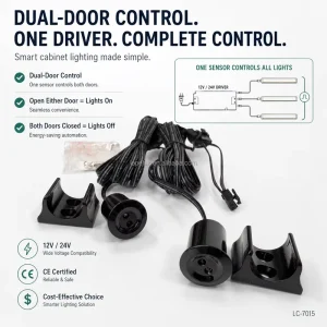 OEM Double Door Sensor Switch 12V 24V Centralized Control for Cabinet Wardrobe Furniture LED Lighting Systems LC-7015-24