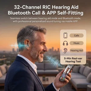 OEM Factory 32 Channels RIC Hearing Aids BT Wireless APP Control Rechargeable Digital Hearing Aid for Deafness