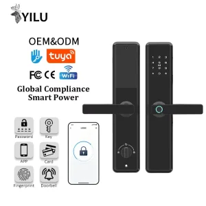 OEM Grade C 5 in 1 WiFi Fingerprint Office Home Safe Keyless Entry App Controlled Biometric CE FCC Smart Door Lock