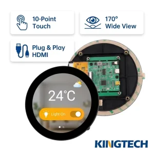 OEM Industrial HMI Round LCD Display 7 Inch 1080×1080 Circular Touch Screen HD MI Raspberry Pi Open Frame Module
