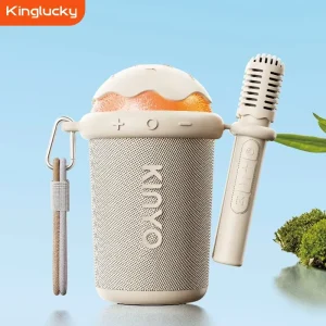 OEM K98 Mini Smart Portable Rechargeable BT 5.3 10W Full Range Speaker Karaoke Function AirPlay RGB LED Lights 2 Microphones