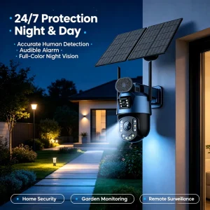 OEM ODM 6MP 50X Optical Zoom 4G SIM Solar Powered CMOS Sensor Outdoor Wireless PTZ Smart Camera Dual Lens Auto Two-Way Audio