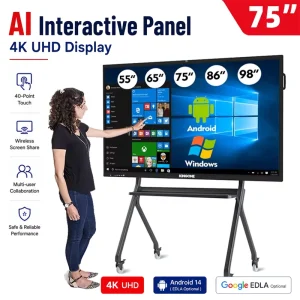 OEM ODM 75 86 98 100 110 Inch 4K Android LCD Smart Interactive Whiteboard Touch Screen Digital Board for School and Office