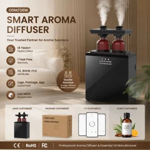 OEM ODM Commercial Aroma Diffuser Double Atomizer Smart Fragrance Machine With 2 500ml Essential Oil Capacity
