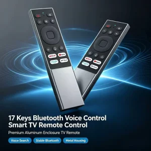 OEM ODM Custom 17 Keys Voice Remote Control With Aluminum Enclosure for Smart Android TV JCXK Source Factory