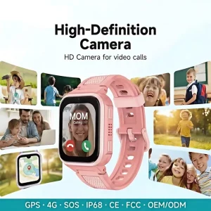 OEM ODM Custom 4G Kids Smart Watch GPS LBS Tracker IP68 Waterproof SOS Call Class Mode Child Safety RoHS CE Smart Watch for Kids