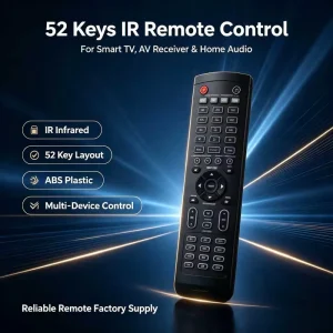 OEM ODM Custom 52 Keys IR Remote Control ABS Housing for AV Receiver Smart TV Home Audio System JCXK Source Factory