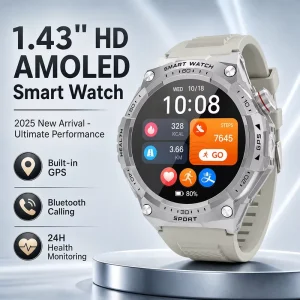 OEM ODM Factory GPS Smart Watch 1.43 AMOLED 466*466 Resolution BT5.3 Call High End Rugged Smartwatch for Business