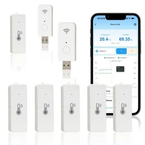 OEM ODM Free Phone App-Controlled Smart Temperature Humidity Sensor Thermo-Hygrometer Alarm Gateway Home Integration Flip Design