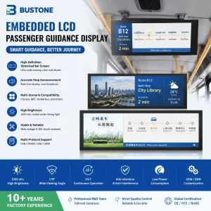 OEM ODM Smart Bus Destination Display With LCD Digital Screen Passenger Information System Route Advertising and Transit Signage