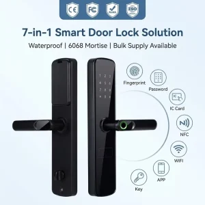 OEM ODM Smart Lock with Ttlock Tuya WiFi Password Card Biometric Fingerprint Lock Pick Cylinder Smart Door Lock for Front Door