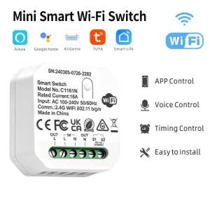 OEM ODM Tuya Mini DIY 16A WiFi Smart Light Switch Module Smart WiFi Breaker Wall Relay Switch Support Alexa Google Home System