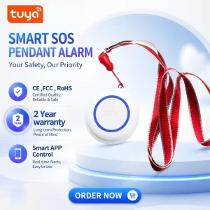 OEM ODM Tuya WiFi SOS Button Emergency Medical Alarm CE FCC RoHS Smart Life 433MHz Wireless Panic Alert Device PST WE571