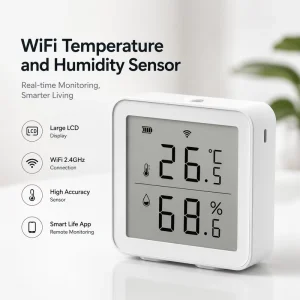 OEM ODM WiFi Temperature Humidity Sensor with Large LCD Display Wireless Thermometer Hygrometer Smart Home Device
