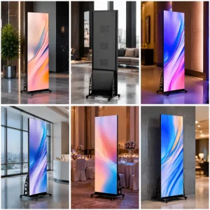 OEM P1.538 LED Vertical Advertising Poster Screen HDR10 Digital Display 600CD Brightness 12 Bit Color Depth for Office Building