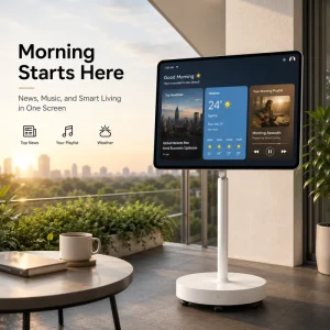 OEM Portable Smart TV on Wheels Mobile Android Touch Screen Display with Camera Speaker