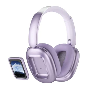 OEM Private Mold BT 5.4 ANC Headphone Wireless Hybrid Active Noise Cancelling Over Ear Headphone for Home Office with Screen