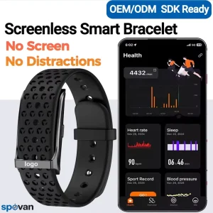 OEM Rugged HRV Smart Bracelet Call/Message Alerts Screenless Fitness Tracker IP68 Nylon Silicone Band Long Battery Life