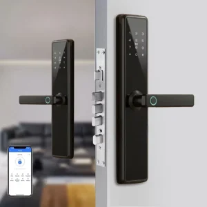 OEM Tuya Wifi Control Multi function Key Password Card Fingerprint Front Door Smart Lock