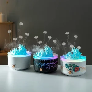 OEM Unique Coral Shape Desktop Aroma Humidifier 5 Outlet Jellyfish Mist Dual Spray Modes Remote Control Ultrasonic Air Diffuser