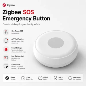 OEM Zigbee 2.4GHz Wireless Emergency Panic Button SOS Alert Smart Home Security System ABS Material 80m Range App Alarm