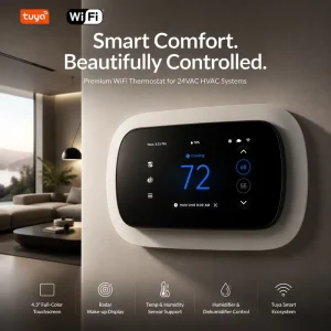 OWON Smart Thermostat WiFi 24V Tuya Temperature Control Full color for Furnace Heat Pump Boiler Dual Fuel HVAC Parts OEM ODM