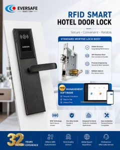 Office Building Stainless Steel304 Key Card Door Lock RFID 13.56Hz Contactless Smart Lock C-Grade Lock Cylinder Factory