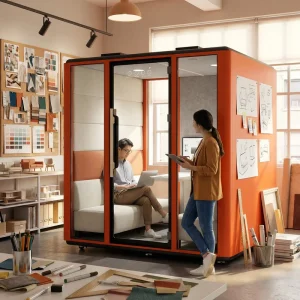 Office Phone Pods Silent Pod Privacy Pod with Motion Sensor LED Lighting for Private Workspace and Video Conferencing Rooms