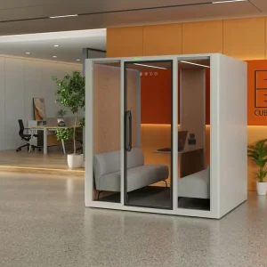 Office Pod System with Wheels Integrated Smart Modular Acoustic for Accessible Negotiation Room for Disabled