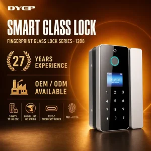 Office Smart Lock Tuya App Remote Unlock Commercial Glass Door Fingerprint Password Lock