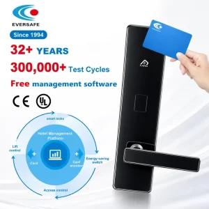 Official Supplier for Huazhu Group Steel Contactless Hotel Card Lock System C Grade Lock Cylinder + Auto Locking Designed