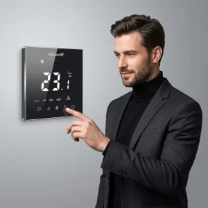 Okonoff V5 T Square Touch Buttons Smart Thermostat Easy Install Central Air Conditioning 2 Pipe Fan Coil Hospital School