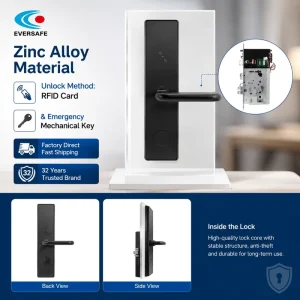 On time Delivery in Smart Locks Zinc Alloy RFID 13.56MHz Hotel Lock System C Grade Lock Cylinder + Black Design