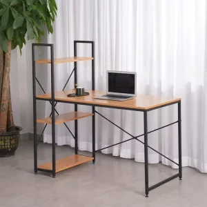 Organized Computer Desk with Bookshelf for Home Offices