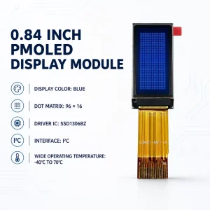 Original High Contrast 0.84 Inch I2C Interface Blue 96×16 Resolution Smart Band Wearable Device Premium PMOLED Display Module