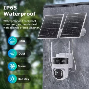 Outdoor 4G WiFi Solar PTZ Dome Camera CONDA 6MP AOV IP66 Waterproof 24 7 Color Night Vision Two Way Audio Motion Detection