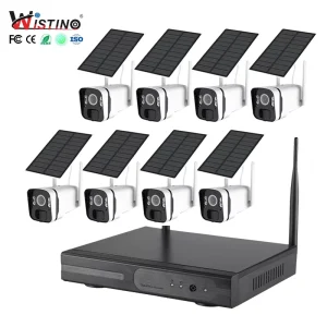Outdoor Bullet Camera Set 4MP HD Night Vision Solar Powered Battery Life 8ch Solar Wifi CCTV Kit