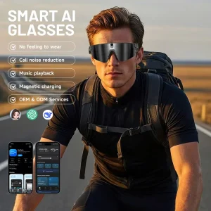 Outdoor Cycling Sport Audio Glasses Built in HiFi Speaker Music Play Voice Command AI Smart Glasses