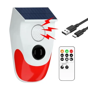 Outdoor Home Security System Remote Control Solar Panel Alarm Anti-Theft Infrared Induction PIR Sensor Light ABS Material