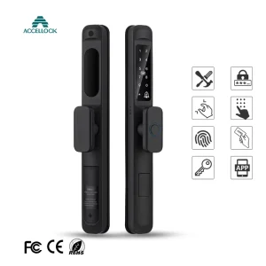 Outdoor IP65 Waterproof Double sided Stainless Steel Smart Lock Fingerprint Unlock Narrow Frame for Glass Cloud TTlock BLE APP