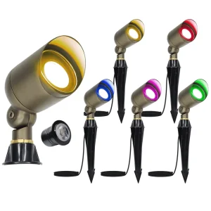 Outdoor LED Brass Spot Landscape Lighting with Low Voltage System and Smart APP Control for Modern Yard Decor