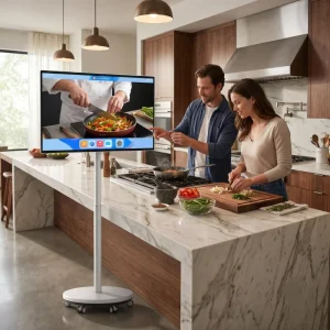 Outdoor Patio Entertainment TV 24 27 32 Inch Portable Smart Touch Screen Monitor Movable Stand Battery Display LCD Kiosk