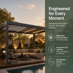 Outdoor Smart Sensor Motorized Aluminum Gazebo Louver Shade Auto Rain Cover for Pool Balcony Eco Friendly Use