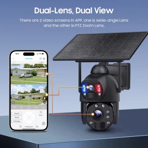 Outdoor Solar PTZ Security Camera 2.8 Inch 20X Zoom Full Metal 20W 150M Laser IR Night Vision 24 7 Wide Angle CMOS Memory Card