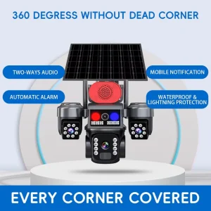 Outdoor Solar Security Cameras 3 Lens Solar Camera Equipped with 8000mAh Rechargeable Battery Low Power Outdoor Wireless