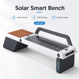 Outdoor Solar Smart Bench with Wireless and USB Charging Multifunctional Public Seat for Theme Parks and Amusement Facilities
