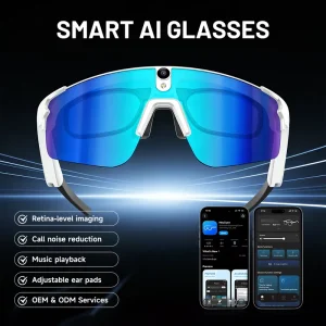 Outdoor Sports Glasses Featuring Call Function HD Video IP66 Rating Sensitive Touch Control Smart Glasses